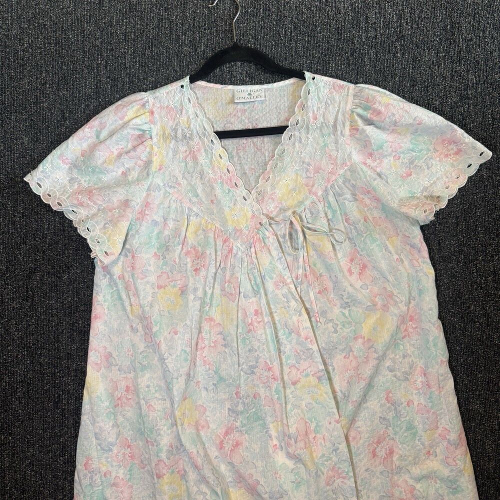 VTG Gilligan O’Malley Pastel Floral House Dress Sz M/L Cottagecore Seersucker - Picture 3 of 6